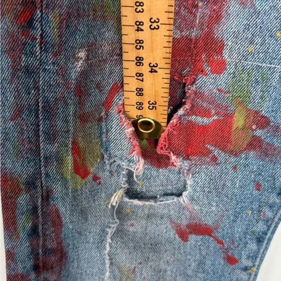 VINTAGE LEVI’S 505 DISTRESSED PAINT SPLATTER ONE OF A KIND 28 X 28 MIDRISE JEAN - Picture 3 of 15